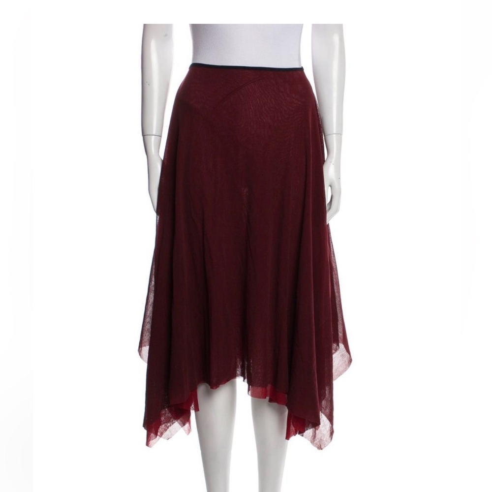 Jean Paul Gaultier Soleil - Sheer Red Midi Skirt